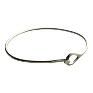 1980s Vintage 925 Silver Teardrop Loop Fastening Hook Closure Bangle Bracelet 8”